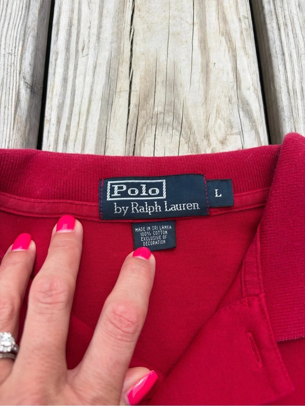 Ralph Lauren Polo Knit Shirt Mens L Button Pullover Red Collared Cotton FLAW